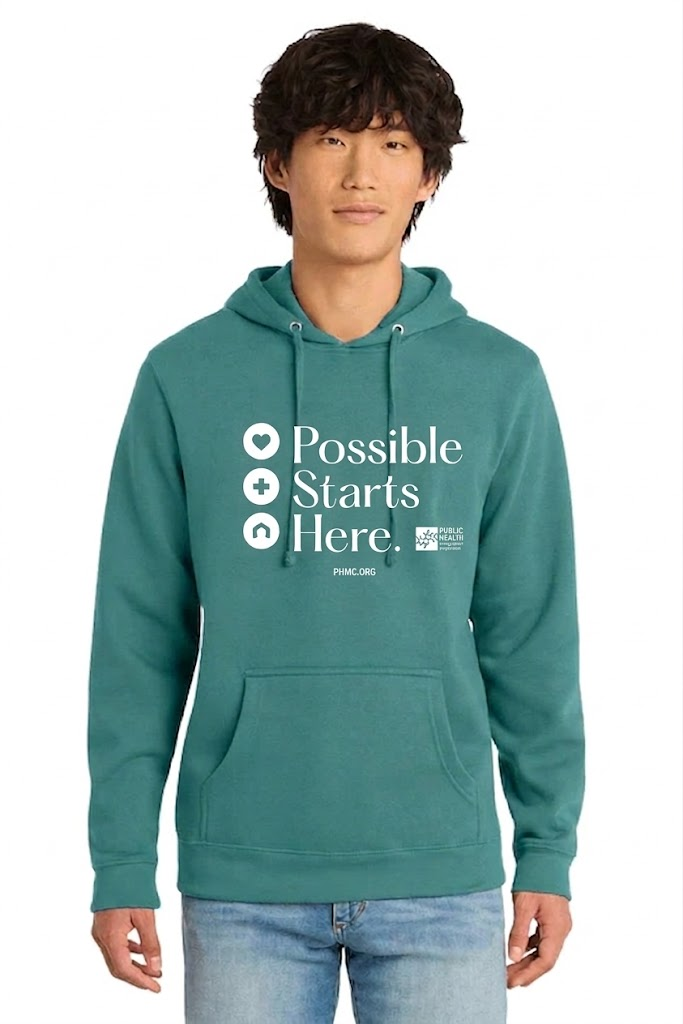 Man in Eucalyptus blue hoody